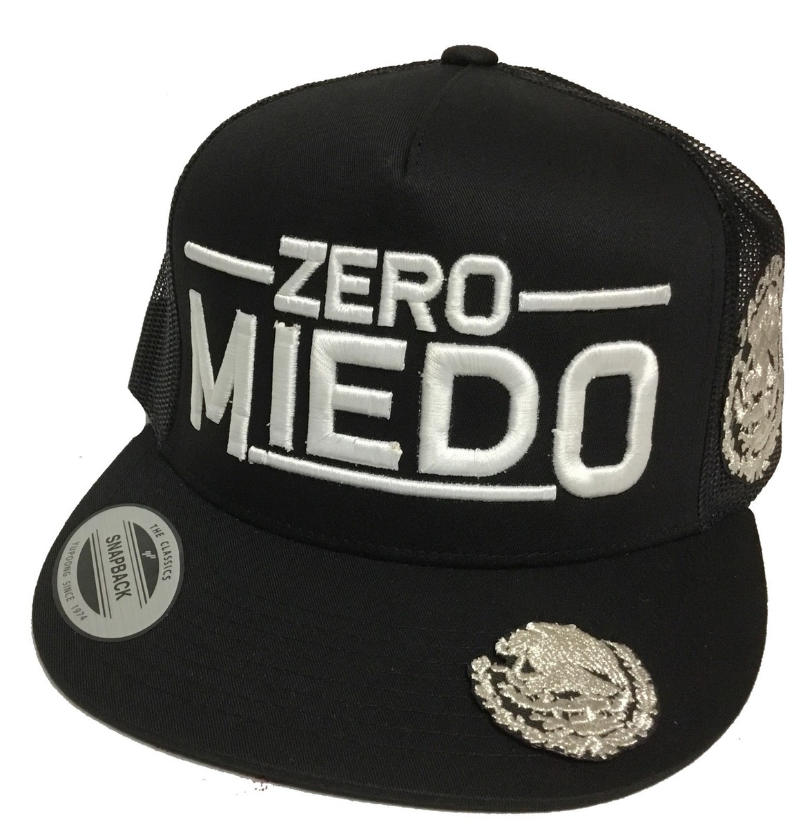 ZACATECAS MEXICO ZERO MIEDO LOGO FEDERAL 3 LOGOS HAT BLACK MESH