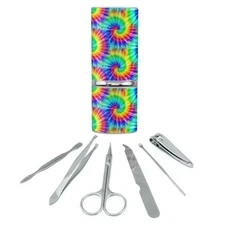 Tie Dye Pattern Manicure Pedicure Grooming Beauty Care Travel Kit
