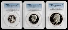 1976-S 25C, 50C, $1 Ike Silver Bicentennial Set PCGS PR69DCAM - 3 Coins! 250th!!