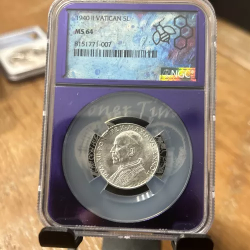 1940 II Vatican 5L NGC MS64 Rare And beautiful Special Serial