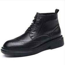 Men's Punk Brogue Business Casual High Top Shoes Lace Up Ankle Boots Fashion New