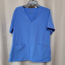 Figs Casma 3 Pocket V-Neck Short Sleeve Scrub Top Women's Size XL Blue