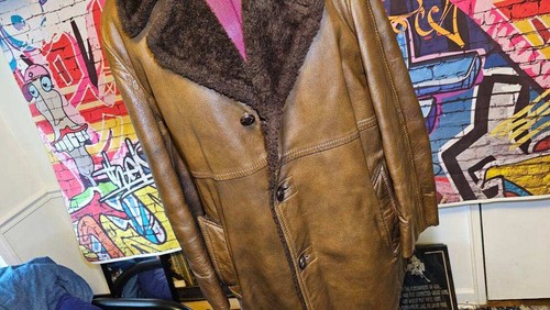 Mighty Mac Men's Handsome Outwear Brown Leather Coat Handmade USA Size XL - Picture 2 of 5