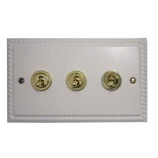 G&H MW83A-PB Monarch Roped Matt White 3 Gang 1x2W 2 x Intermediate Toggle Switch
