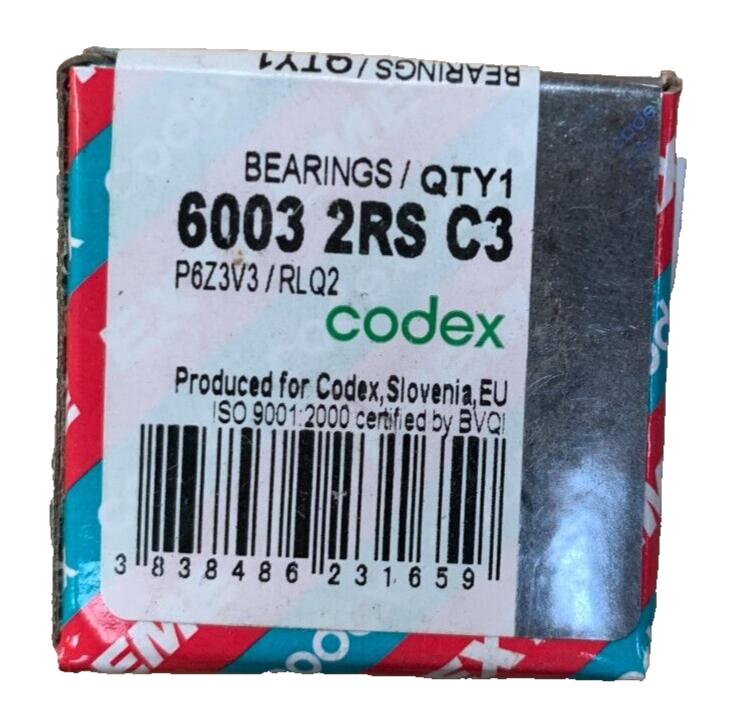 1508 Codex 6003 2RS C3 Extreme Rubber Sealed Deep Groove Ball Bearing 17x35x10mm