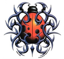 TRIBAL RED LADYBUG LADY BUG INSECT VINYL STICKER/Car DECAL BUMPERSTICKER