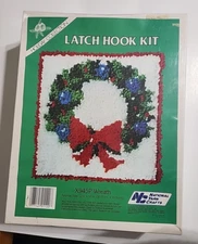 Vintage 1981 National Yarn Crafts X945P Christmas Holiday Wreath Latch Hook Kit