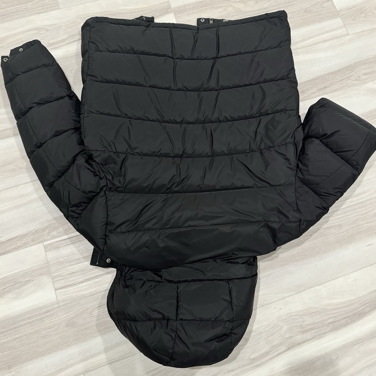 Mens PRADA Down Jacket Black Zipper Pockets Hood Size 54/XL Mens PRADA Down Jacket Black Zipper Pockets Hood Size 54/XL