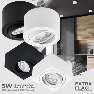LED 230V Aufbaustrahler Deckenaufbauleuchte Deckenlampe flach 5W 50° MILAN-S