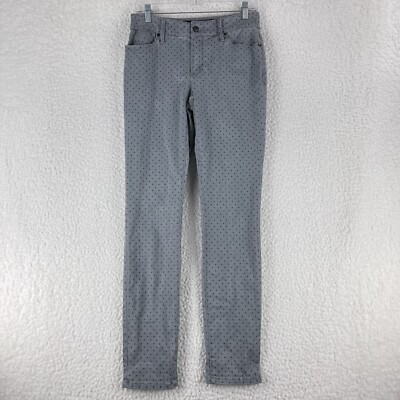 Chico's Jeans Womens XS Gray Denim Polka Dot Print Skinny Mid Rise Casual