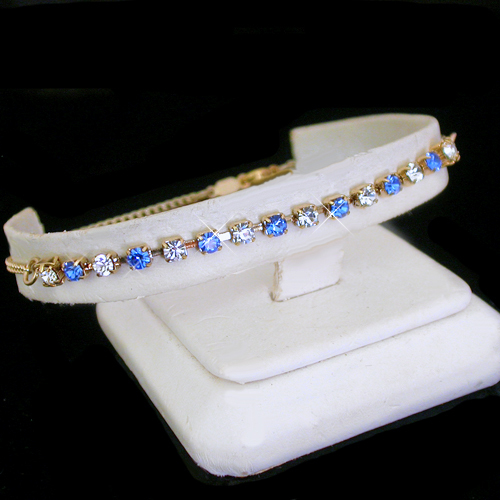ALL SIZES 9-14" Sapphire BLUE AUSTRIAN CRYSTAL 10" 14K GL Ladies Anklet + GUAR - Picture 2 of 5
