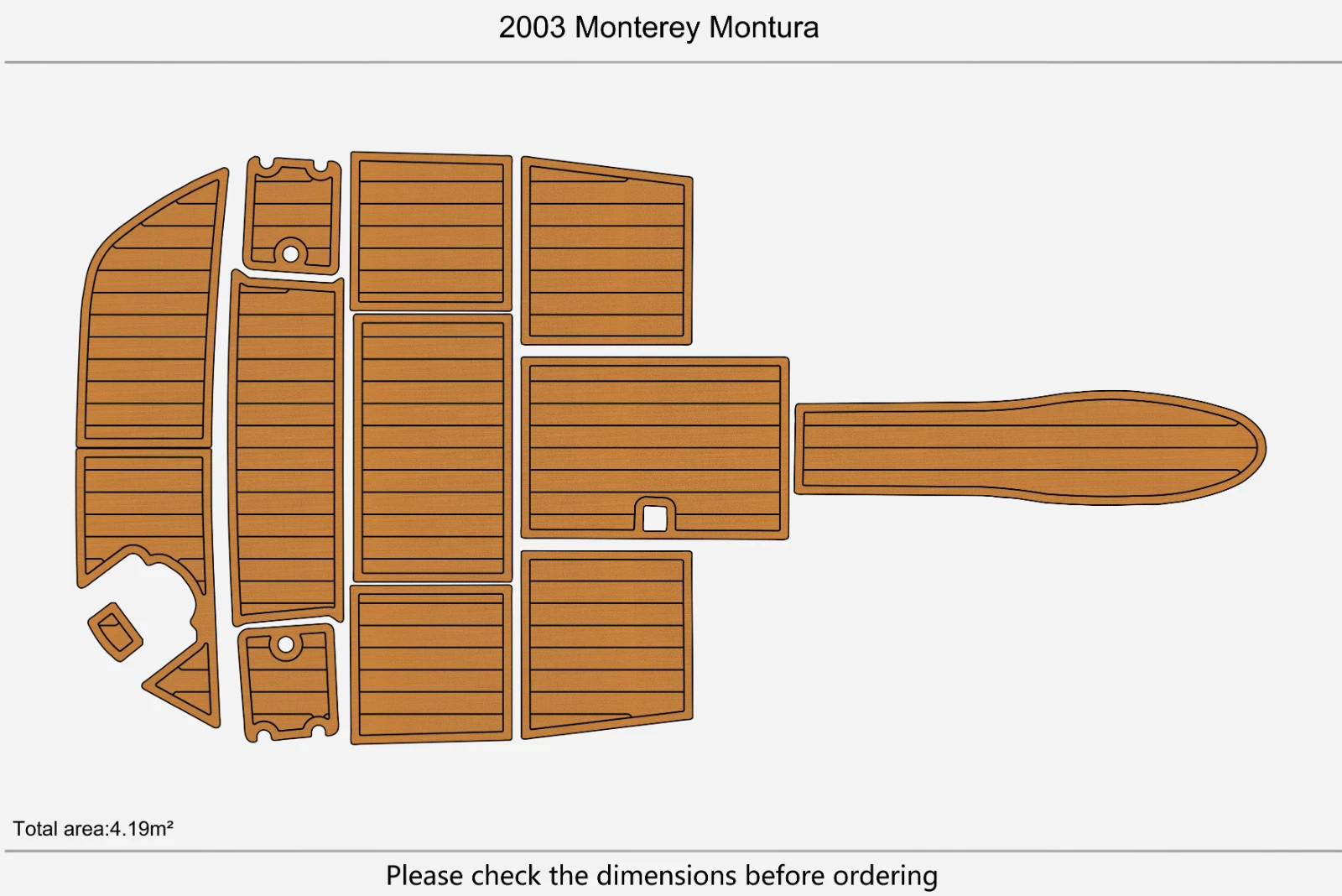 2003 Monterey Montura Cockpit Swim Platform Boat EVA Foam Pad Teak Deck Flooring