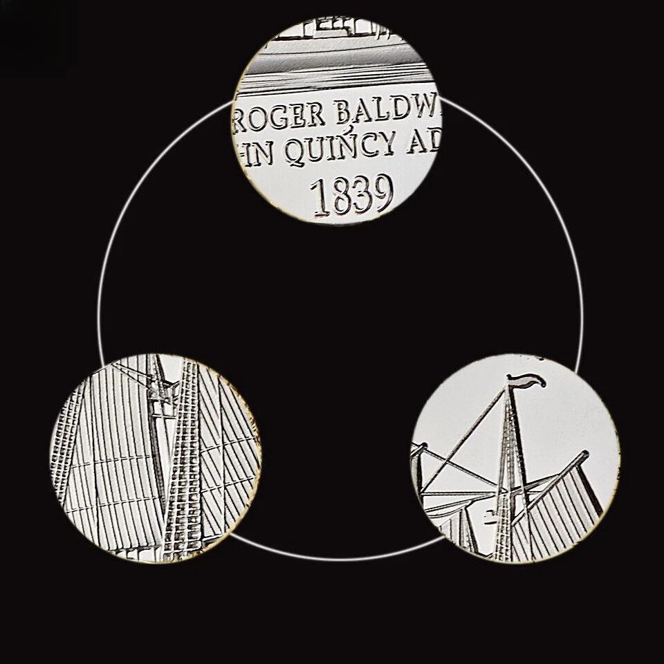 50PCS Commemorative USA Challenge Coin Gold &Silver 1839 Civil War Boat Amistad - Image 4 of 4