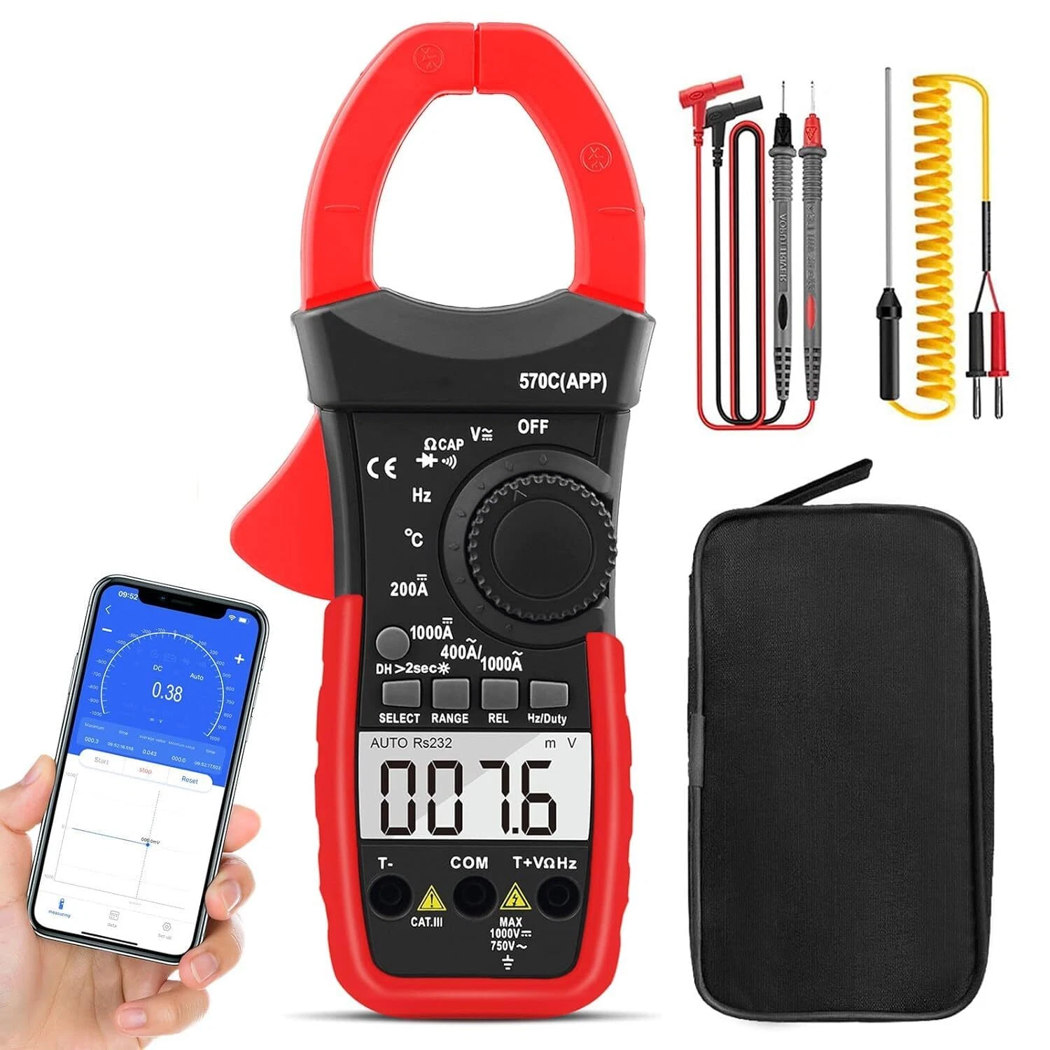 Digital Clamp Meter Multimeter 4000 Counts Amp Voltage Tester GC-570T-APP - Picture 2 of 8