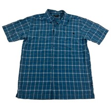 O'Neill Blue Plaid Button Up Shirt Size M Polynosic Polyester Blend Short Sleeve