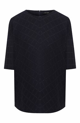 ST. JOHN Windowpane Double-faced Jersey Top In Navy Multi S NDS