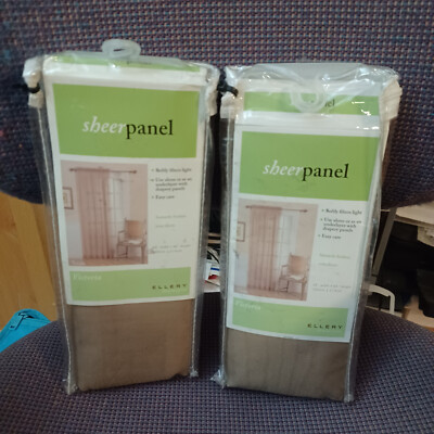 Ellery Kaleidoscope Homestyles 59x84 Taupe Sheer Panel Curtains Lot of 2