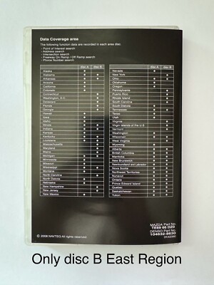 2009 2010 2011 Mazda CX-9 Mazda6 GPS Navigation DVD Coverage EAST