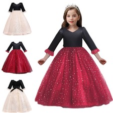 Kids Tulle Tutu Dress Flower Girls Princess Bridesmaid Christmas Party Ball Gown