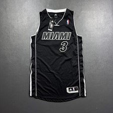 100% Authentic Dwyane Wade Adidas Miami Heat Back in Black Jersey L Pro Cut Mesh