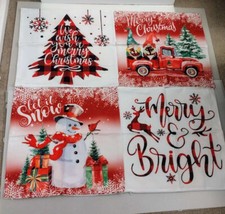 Gnome Christmas Pillow Covers 19.5x19.5 in Set of 4, Christmas buffalo plaid