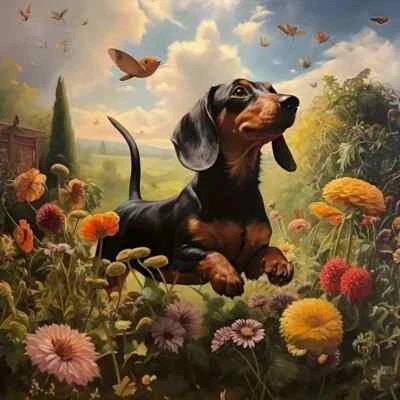 beautiful sausage dog dachshund 5d diamond art kit 20x20cms