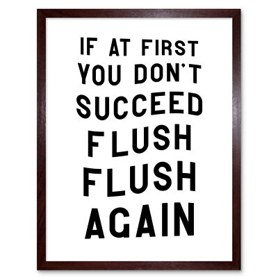 Flush Again lustiges Badezimmer Wandbild WC Schild gerahmtes Bild Druck 9 x 7 Zoll