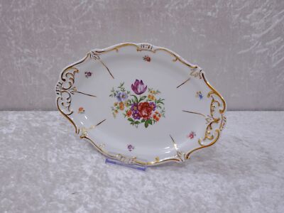 Qjq2YD - Weimar DDR Porzellan Design Zierschale - Blumen - Vintage - 25 cm
