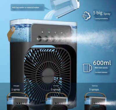 Desk Top Cooler Mini Fan Mist 3in1 Personal Air Cooler Australian