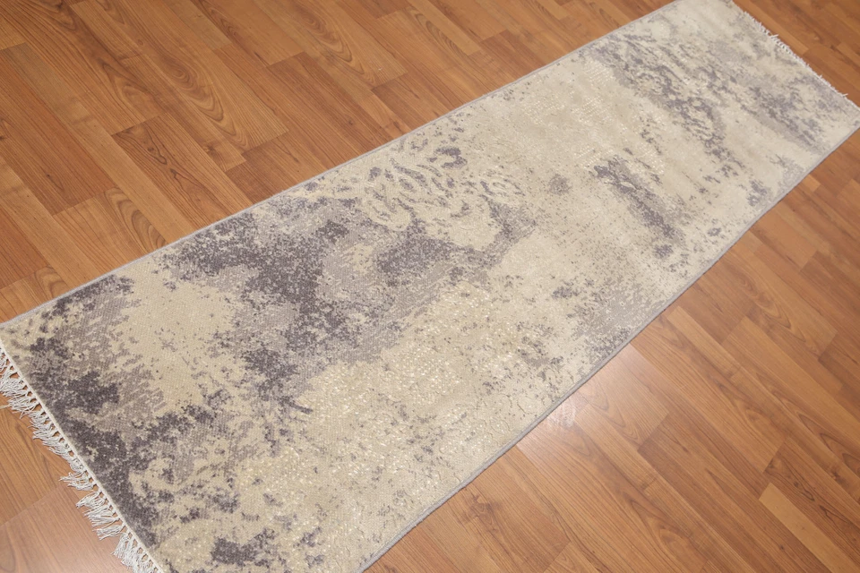 2'4" x 8' Hand Knotted Abstract Modern Wool Runner Area rug AOR8510 Beige - Image 2 of 4