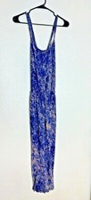 Rachel Roy Womens Sz S Maxi Summer Dress Cross Back Blue Print Elastic Waist