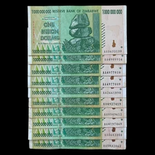 10x Zimbabwe 1 Billion Dollar Bill Banknote Paper Money Currency -Pre Trillion