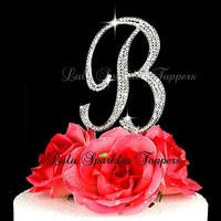 Crystal Rhinestone Cake Topper Letter B Script Font Large Size Intial B Cake Top on sale Crystal Rhinestone Cake Topper Letter B Script Font Large Size Intial B Cake Top on sale