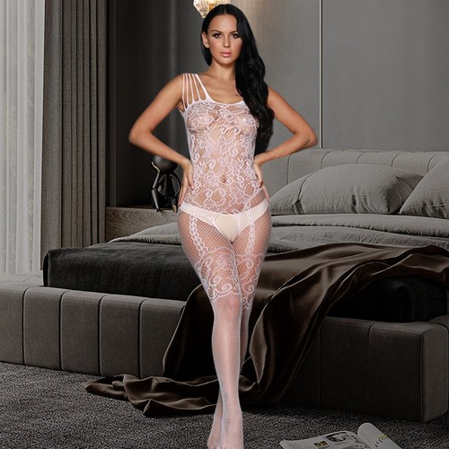 Sexy Damen-Dessous Body Strumpf Blumenmuster Fischernetz schrittloser Body in Übergröße - Bild 13 von 24