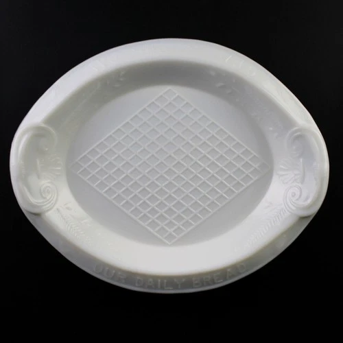 Atterbury Milk Glass Grill Bread Tray, Antique EAGP c.1874 Platter 12" x 10"