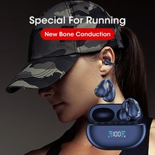 Bone Conduction Headphones TWS Earbuds Ear Clip Bluetooth 5.3 Touch Wireless Ear