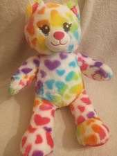 Build A Bear BAB Rainbow Hearts Kitty Cat 16 Stuffed Plush