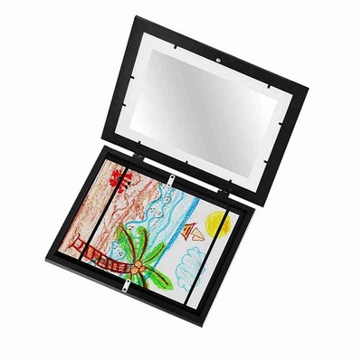 Holz-Fotorahmen Kids Art Frames diy Flip-Cover-Fotorahmen Schwarz 33x24x3cm BGR