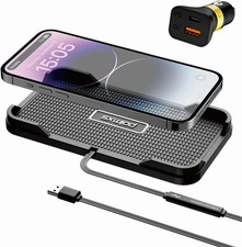 Wireless Charger Auto, 15W Schnell Kabellose Ladestation Auto rutschfeste Mat...