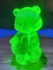 Fenton Glass Little Sitting Teddy BEAR TOPAZ VASELINE Sticker Marked early 2000s