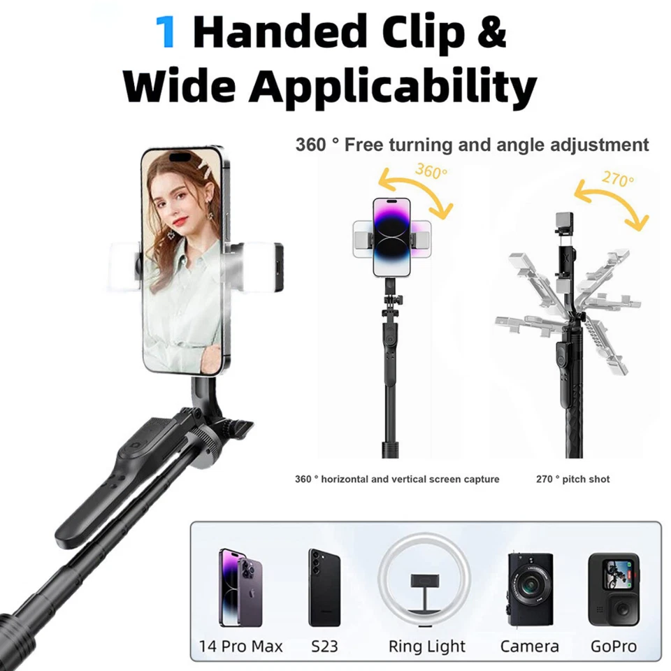 Professional Cell Phone Holder + Camera Tripod Stand Remote Selfie Stick 68" - Image 3 of 4