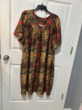 Vgt Anthony Richard s Muumuu/House Dress. Sz Approx L, Animal Print/red Flowers