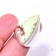 Lemon Chrysoprase 925 Sterling Silver Ring S.9 R48428126, Christmas Gift