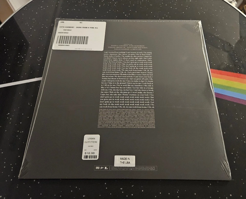 Fifth Harmony Work From Home  UO Pink Splatter Vinyl LP Sealed Camila Cabello - Image 2 of 2
