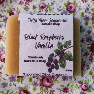 Handmade Black Raspberry Vanilla Goat Milk Soap,   Mild