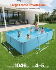 New Frame Above Ground Swimming Pool, 118 x 78 x 30 in Rectangular Steel Metal