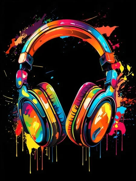 Tableau pop art grand format 60x80cm pour habiller un mur vide theme casque DJ graffiti - 2