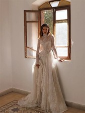Halter Neck A-Line Long Sleeve Wedding Dresses for sale | eBay