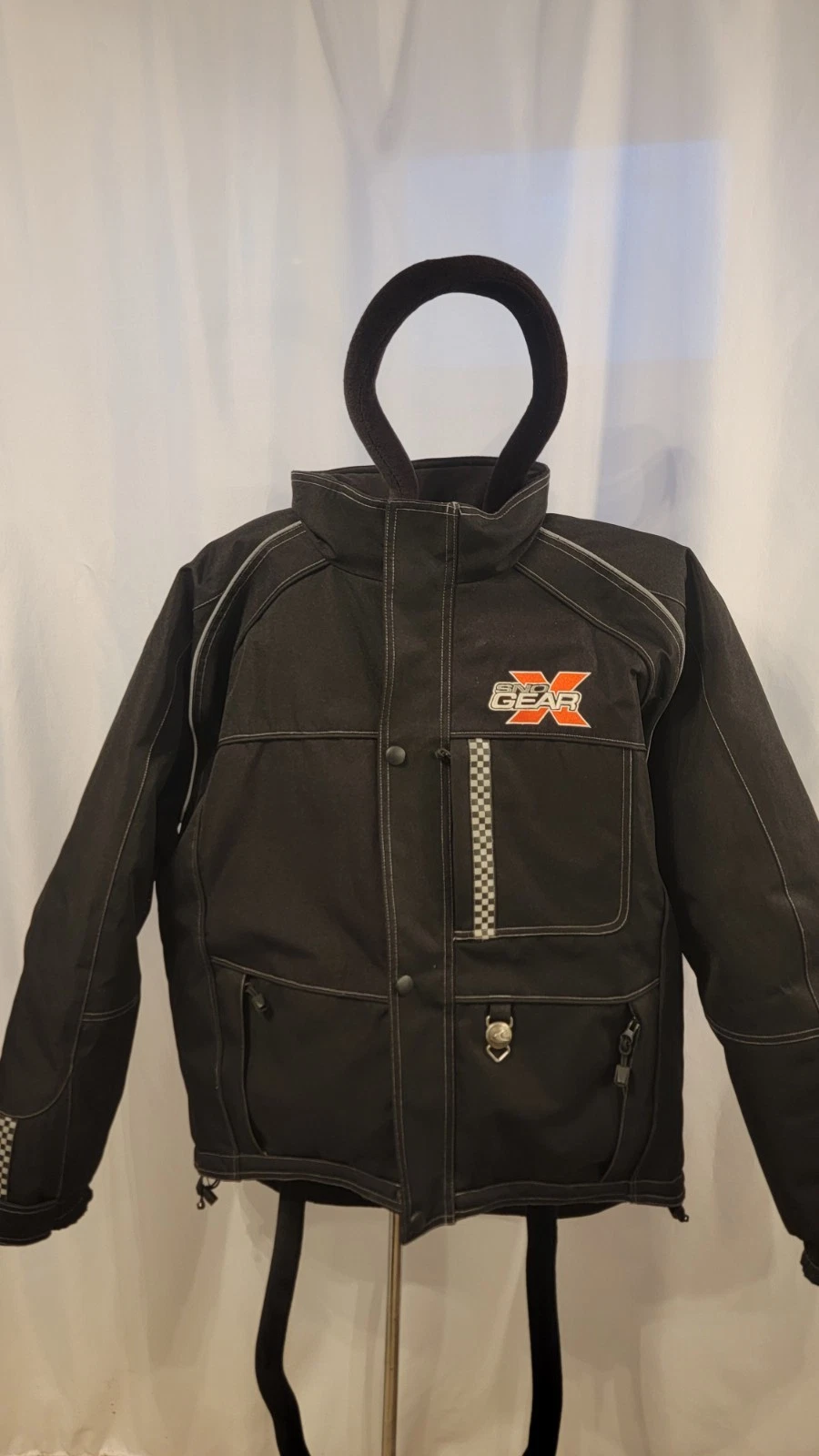 SnoGear Insulated Winter Jacket Mens Black Snowmobile Racing Cold Weather Coat L