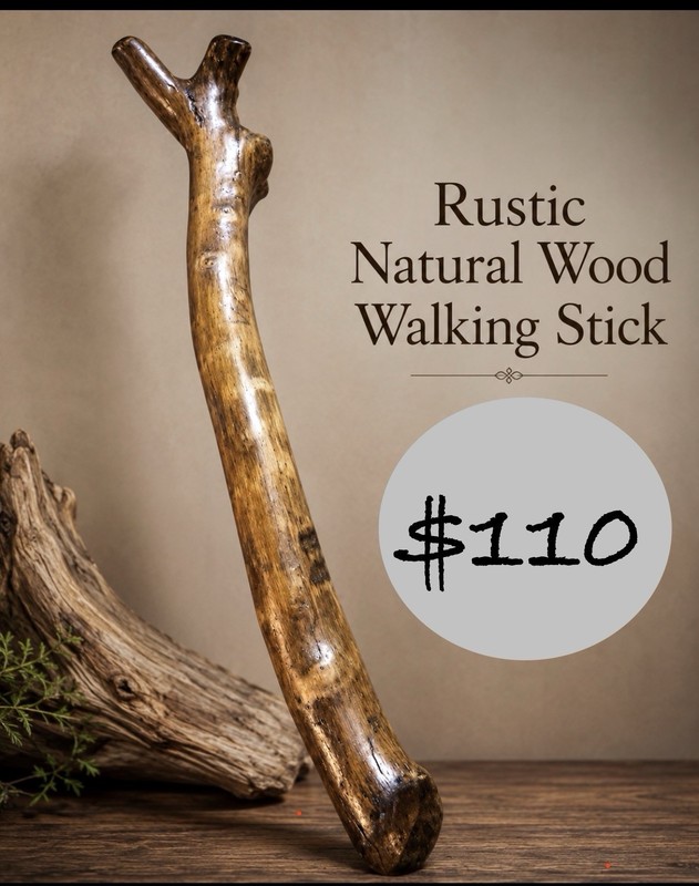 Rustic Brown Wood Walking Stick Cane, AKA Shalaleigh (Irish I’ll beat ya stick)